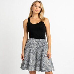 Ann Taylor A-Line‎ Skirt Blue White Black Floral 6